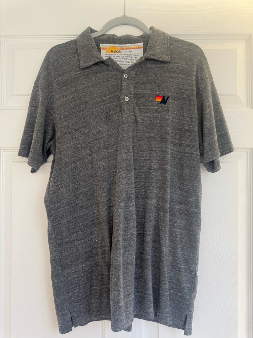 Aviator Nation Men's Gray Polo Shirt dark gray size Large Excellent condition